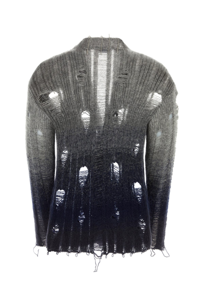 Off-white Distressed Effect Wool Cardigan With Beads Detail