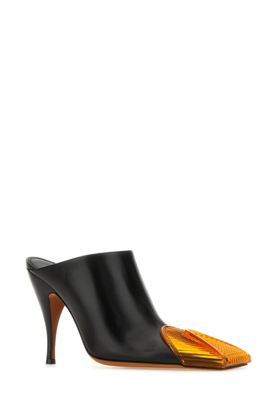 Off-white Leather Lunar Mules With Statement Detail Heel 11 Cm
