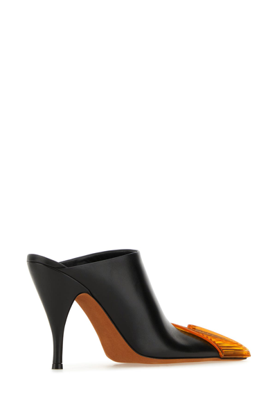 Off-white Leather Lunar Mules With Statement Detail Heel 11 Cm