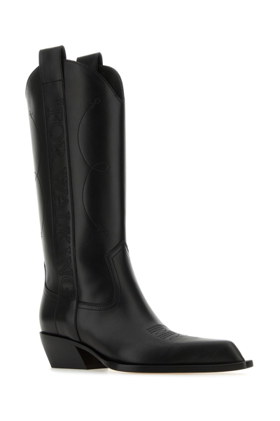 Off-white For Walking Leather Western Boots With Embroideries