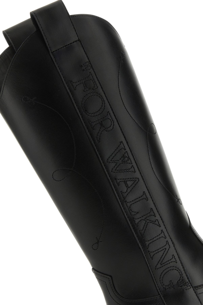 Off-white For Walking Leather Western Boots With Embroideries