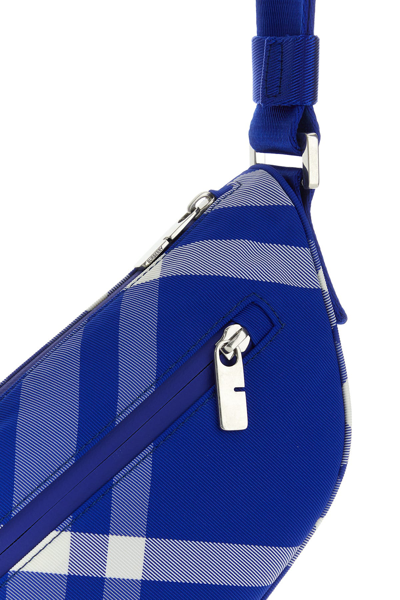 Burberry Blue Embroidered Nylon Shield Crossbody Bag