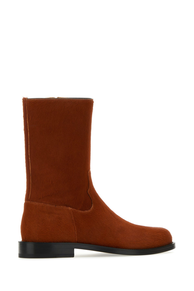 Dries Van Noten Calfhair Square Toe Ankle Boots