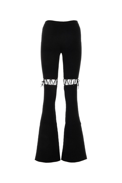 Nensi Dojaka Ribbed Waistband Flared Pant With Cut-out Lacing