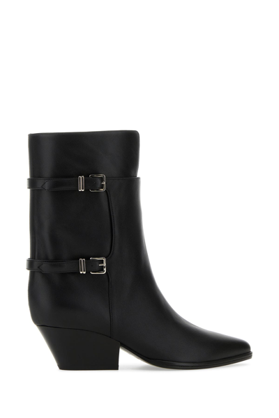 Sergio Rossi Black Leather Thalestris Ankle Boots