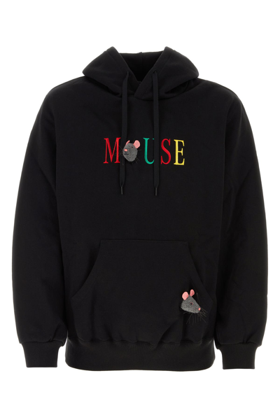 Doublet Motif-embroidered Cotton Hoodie In Black