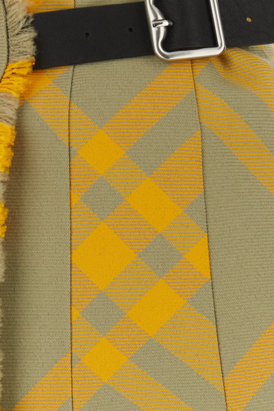 Burberry Fringed Pleated Checked Woven Mini Wrap Skirt