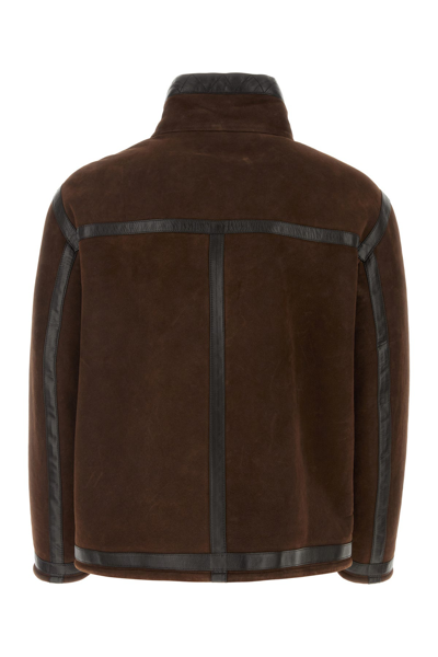 Fendi Giacca In Pelle Scamosciata Cioccolato Uomo