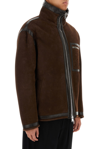 Fendi Giacca In Pelle Scamosciata Cioccolato Uomo