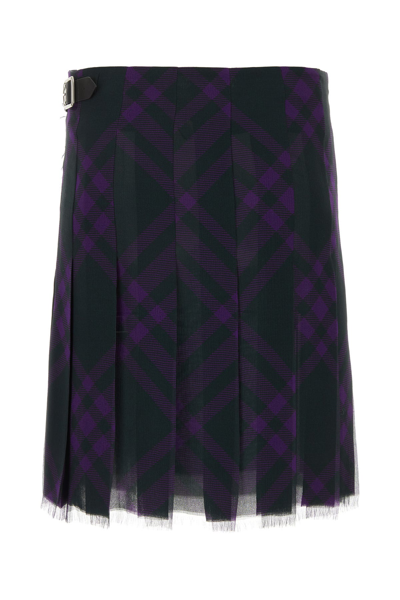 Burberry Check Print Kilt With Belted Detail