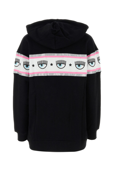 Chiara Ferragni Black Eyelike-embossed Cotton Hoodie