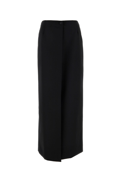 Givenchy Wool And Mohair Long Skirt In Black