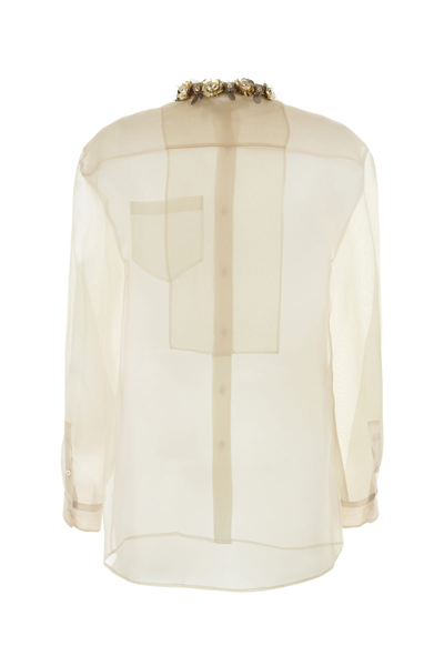 Prada Sand Silk Shirt In Neutral