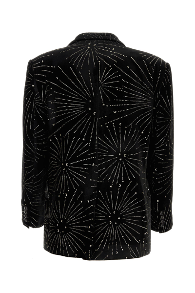 Blazé Milano Embellished Velvet Blazer With Back Slit