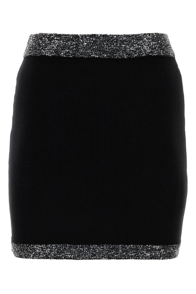 Miu Miu Stretch Mini Skirt With Ribbed Sequin Embellishment