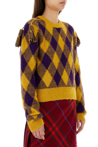 Burberry Ekd Check Knit Tassel-shoulder Crop Sweater