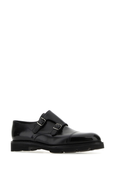 John Lobb Scarpe Con Fibbia In Pelle Nera Uomo