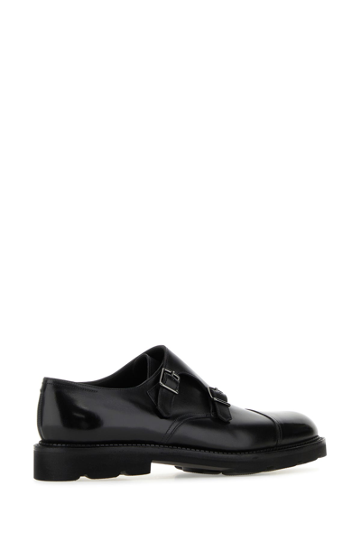 John Lobb Scarpe Con Fibbia In Pelle Nera Uomo