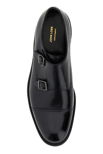 John Lobb Scarpe Con Fibbia In Pelle Nera Uomo