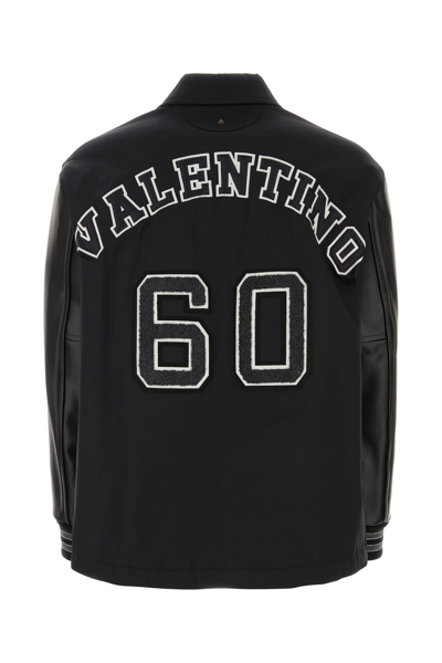 Valentino Track Jacket With Leather Sleeves And Patches