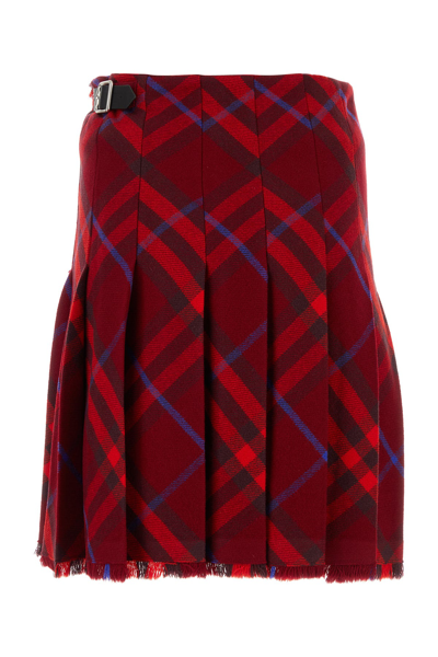 Burberry Woman Mini Skirt Brick Red Size 4 Wool