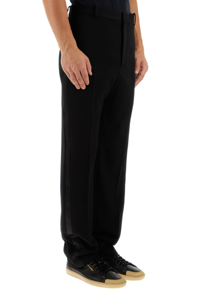 Saint Laurent Pantalone In Lana Nera Uomo