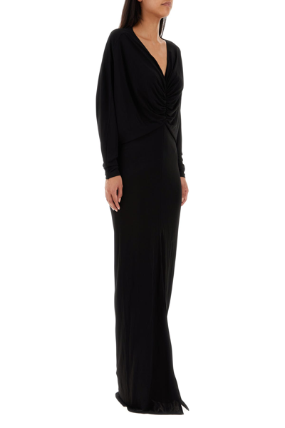 Saint Laurent Abito Lungo In Viscosa Nera Donna