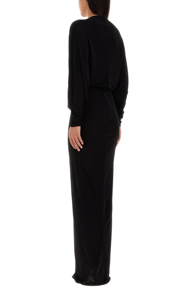 Saint Laurent Abito Lungo In Viscosa Nera Donna