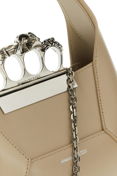 Alexander Mcqueen Sand Leather Mini Jewelled Hobo Handbag