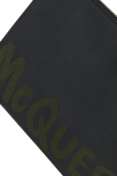 Alexander Mcqueen Leather Clutch With Mcqueen Graffiti Logo