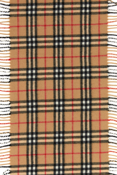 Burberry Checkered Cashmere Scarf With Fringed Edges