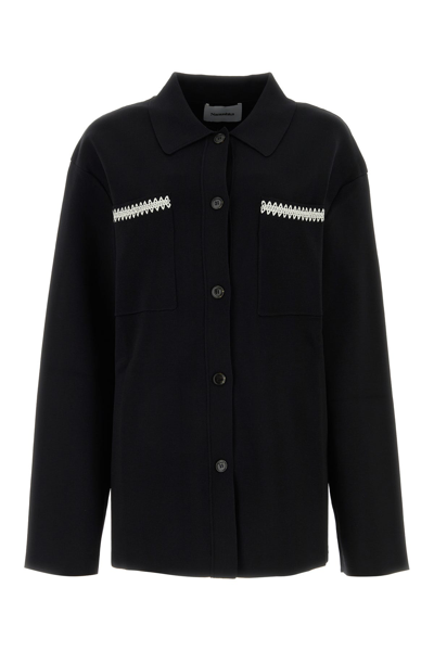 Nanushka Camicia In Misto Viscosa Stretch Nera  Donna