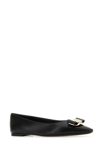 Ferragamo Varina Bow-embellished Patent-leather Ballet Flats