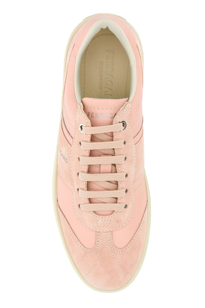 Ferragamo Pastel Leather And Suede Achille Sneaker For Women