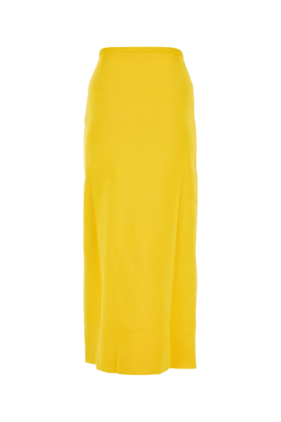 Jil Sander Yellow Straight Midi Skirt