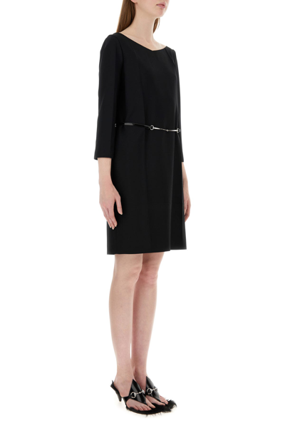 Gucci Mini Abito In Crepe Nero Donna