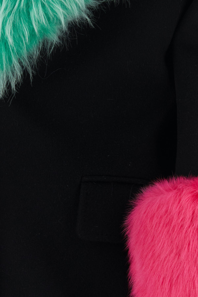 Gucci Black Contrast-trim Shearling-collar Coat