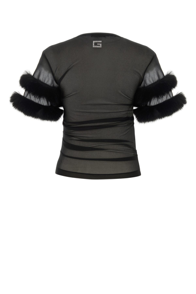 Gucci Sleeved Crewneck With Fur Trim And Ruched Detailing