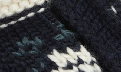 Memoi Nordic Flake Fleece Lined Slipper Socks In Navy