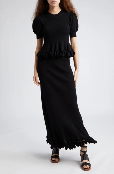 Shop Ulla Johnson Ayla Cutwork Hem Maxi Skirt In Noir