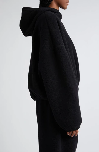 Shop Alexander Wang Apple Patch Oversize Wool Blend Fleece Hoodie In Black
