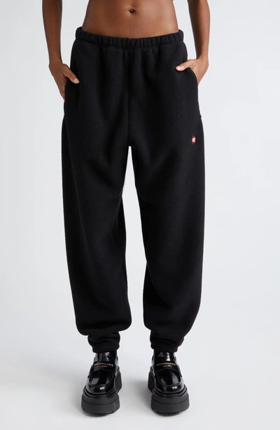 Shop Alexander Wang Apple Patch Fleece Sweatpants In Black