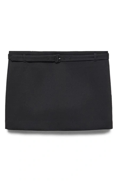 Shop Mango Straight Belted Miniskirt In Black