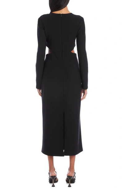 Shop Fifteen Twenty Cutout Long Sleeve Midi Dress In Black