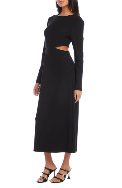 Shop Fifteen Twenty Cutout Long Sleeve Midi Dress In Black