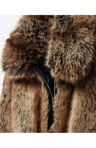 Mango Faux Fur Crop Jacket In Brown
