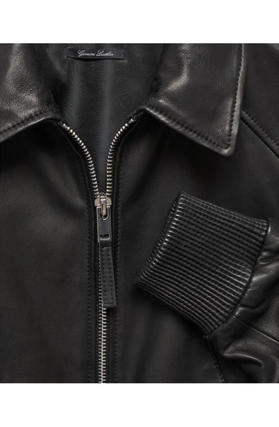 Shop Mango Leather Aviator Jacket In Black