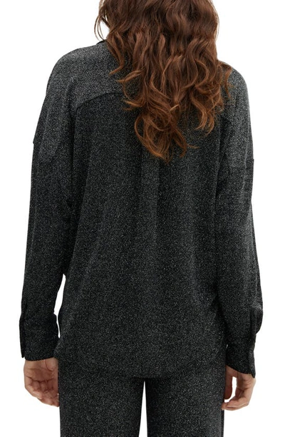 Mango Metallic Button-up Shirt In Silver