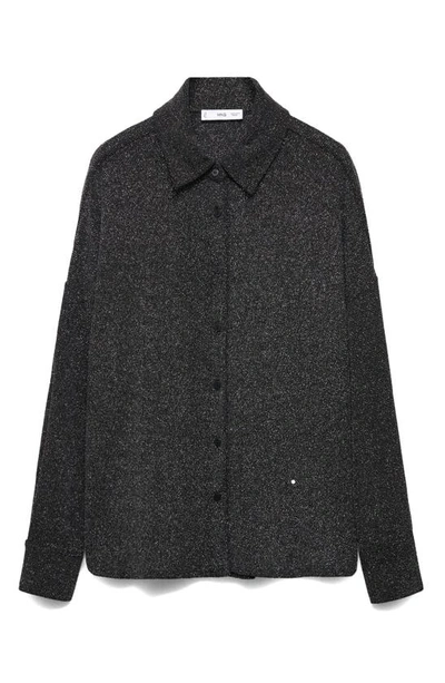 Mango Metallic Button-up Shirt In Silver