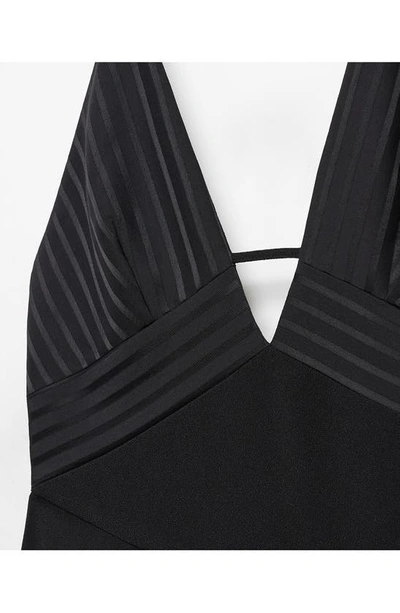 Mango Halter Neck Flare Leg Jumpsuit In Black